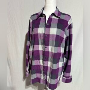 Lee Rider Women’s Purple and Gray Checkered Shirt Size XL